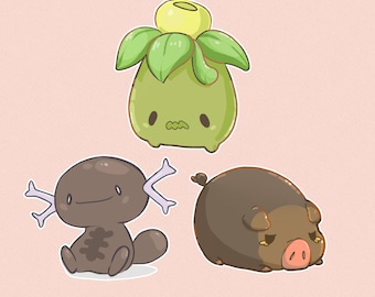 2.5” Smoliv, Lechonk, Wooper Matte Vinyl Sticker