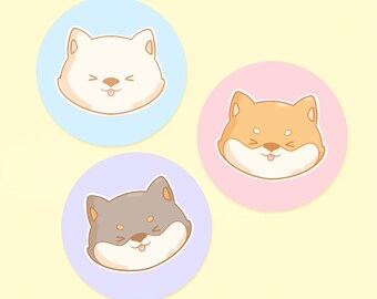 One 2” Chibi Shiba Vinyl Sticker