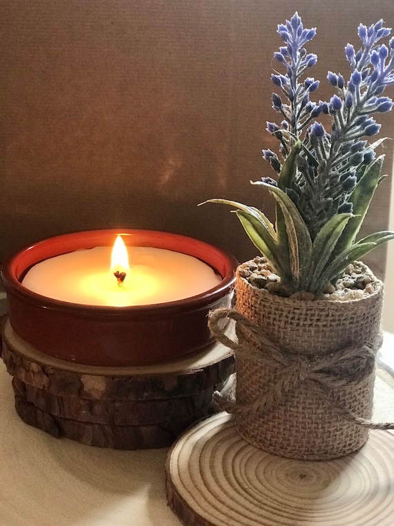 Reclaimed terracotta  tapas dish outdoor candle.  (10cm diameter).