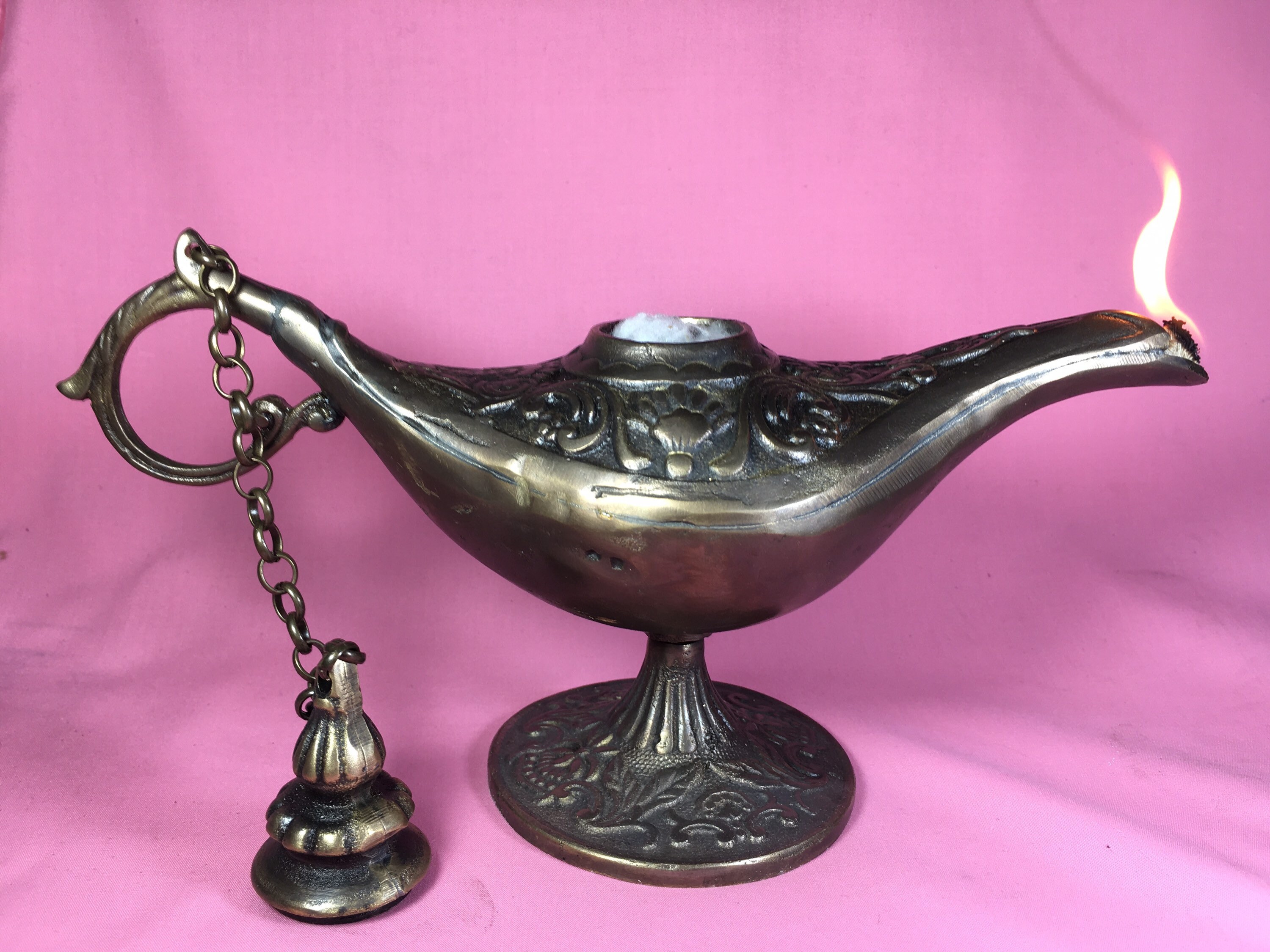 Big Aladdin oil lamp Oil burner Bronze Genie lamp Copper Etsy