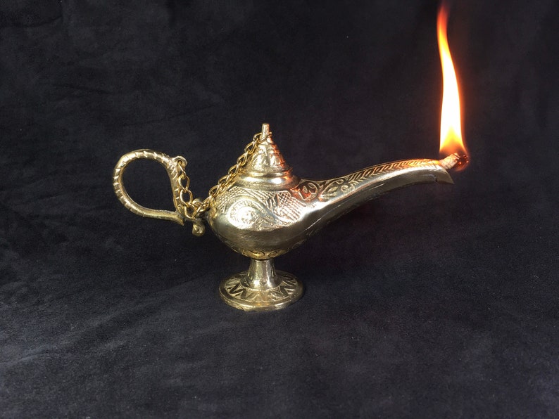 Lampe Gold Aladdin Brûleur à huile Lampe Genie Oriental Brass Etsy France