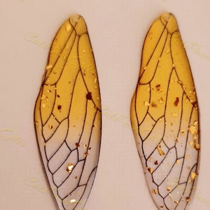Golden  Resin Wings 5pcs, Butterfly Wings, Dragonfly Wings, Resin Pendant, Earrings, Charms, Pendants, UK Seller