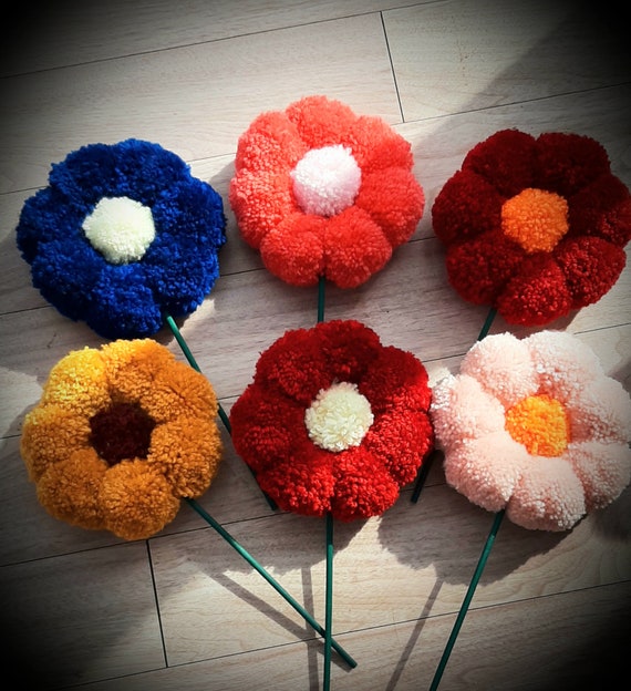 Pompom Flowers Handmade Wool Flowers Artificial Flowers Floral