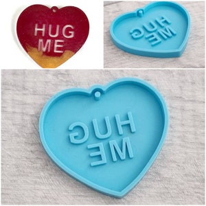 Love Heart Mould Silicone Resin Mold Hug Me Heart Mold Pendant Mold Jewellery Mold  Keychain Mold UK Seller