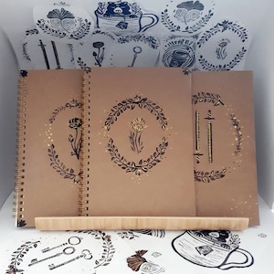 Hand-printed spiral notebook // A5 sketchbook // Lined/squared/blank/dotted notebook
