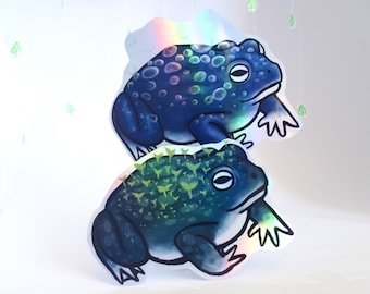 Große Holo Sticker - Sprießender Frosch / Seifenblasen Frosch