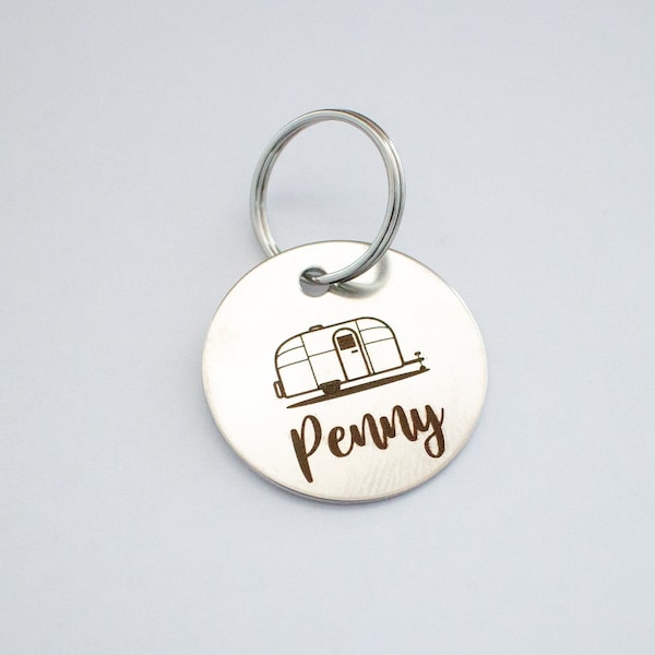 Personalized Vintage Airstream Trailer Key Ring // Silver Key Ring // Personalised Key Ring