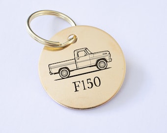 Personalized Ford F150 Vintage Key Ring // Car Key Ring // Gold Key Ring // Personalised Key Ring