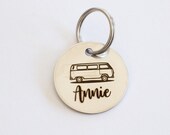 Personalized Kombi Bay Window Camper Key Ring Silver Key Ring Personalised Key Ring