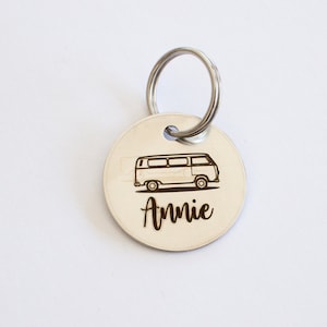 Personalized Kombi Bay Window Camper Key Ring // Silver Key Ring // Personalised Key Ring
