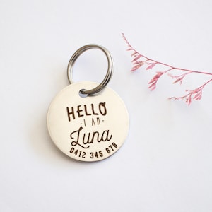 Personalized Vintage Silver Dog Tag // Stamped Dog Tag - Dog ID Tag - Custom Pet ID - Dog Collar Name Tag - Cat Tag - Metal Dog Tag