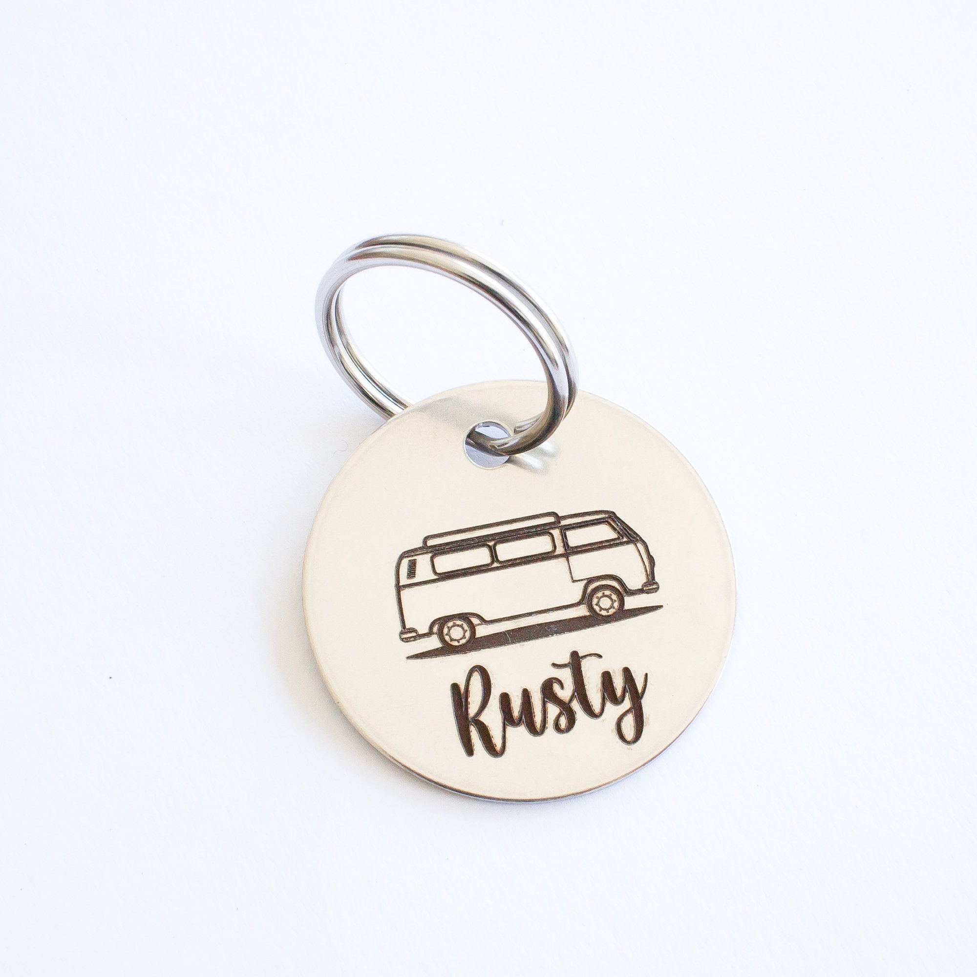 Personalized Kombi Pop Top Camper Key Ring // Silver Key Ring ...