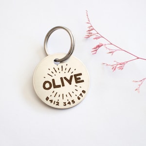 Personalized Vintage Silver Dog Tag // Stamped Dog Tag - Dog ID Tag - Custom Pet ID - Dog Collar Name Tag - Cat Tag - Metal Dog Tag