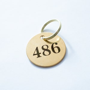Personalized Vintage Number Keychain // Gold Key Ring // Personalised Key Ring // Antique Hotel Key Fob