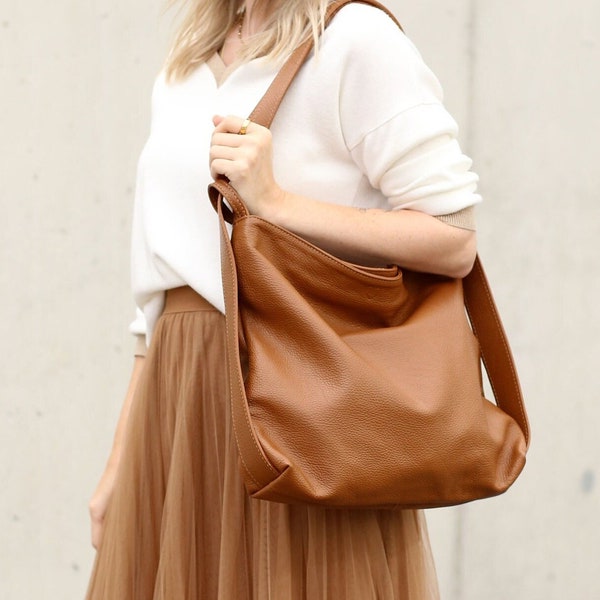 Leather Backpack XL Shoulder Bag 2 in 1 Handbag Shopper