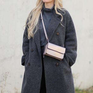 Bag cell phone bag wallet 2 in 1 shoulder bag genuine leather with leather strap