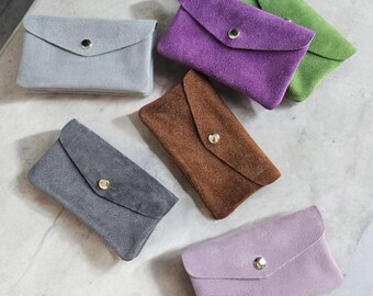 Cartera Cartera de piel aterciopelada con bolsillo para monedas y cierre a presión