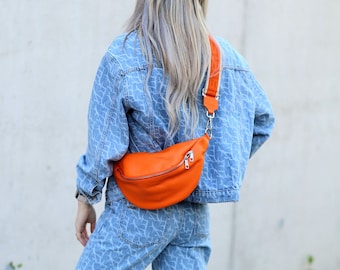 Bum bag leather nappa leather shoulder bag crossbody bag belt bag with LEATHER STRAP