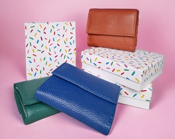 Portemonnaie Geldbörse klein premium Qualität Leder Nappaleder mit Reißverschluss vielen Kartenfächer mit Geschenkbox