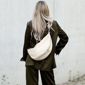 Bauchtasche XXL Banana Bag Maxi Leder Umhängetasche Crossbody Tasche Gürteltasche mit LEDERGURT