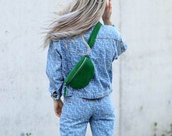 Bum bag suede leather shoulder bag crossbody bag belt bag