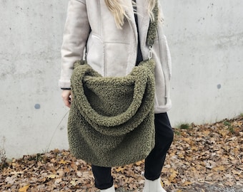 Bolso Teddy XXL, bolso de pañales de piel sintética, bolso vegano, bolso de hombro, bolso de mano, asas