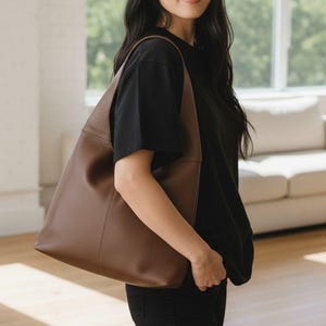 Leather bag, slouchy tote, XL hobo handbag, shopper, genuine leather image 1