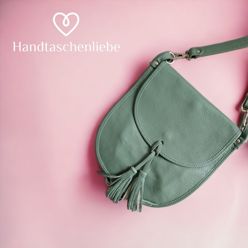 Tasche Umhängetasche Schultertasche Leder Handtasche mit zwei Ledergurten Soft Leder Bild 5