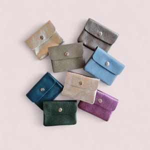 Small leather wallet/purse made of nappa leather with coin pocket and snap closure