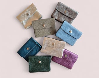 Portemonnaie Geldbörse klein Leder Nappaleder mit Münzfach und Druckknopf