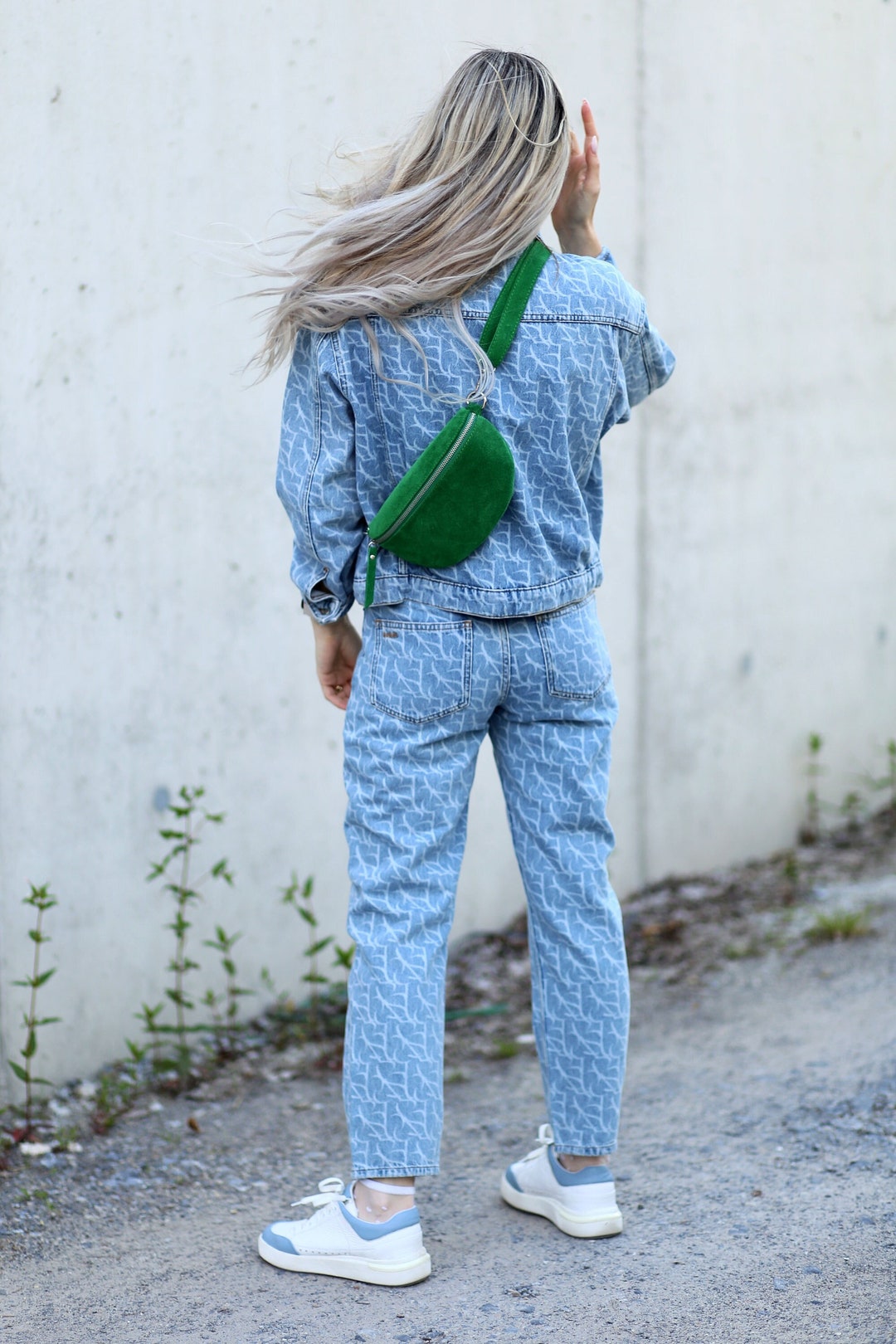 Borsa a tracolla in pelle scamosciata, marsupio, marsupio