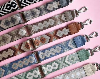 Bag strap, narrow pockets, mobile phone strap, shoulder strap, fabric bag strap, changeable strap, pocket strap, fabric strap, patterned