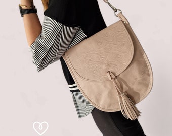 Bag shoulder bag leather handbag with two leather straps soft leather