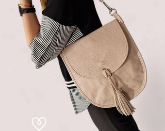 Sac bandoulière en cuir sac à main avec deux lanières en cuir cuir souple