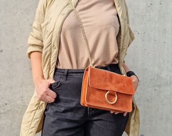Velour leather bag, shoulder bag, handbag, crossbody bag, leather bag