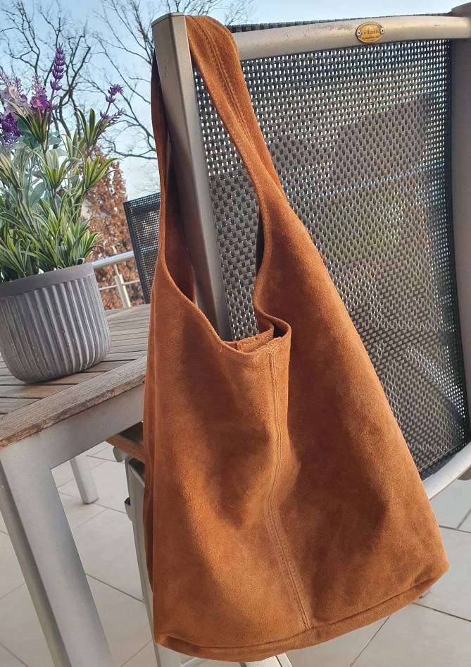 Suede Shoulder Bag Green Leather Shopper Bag Slouch Bag 