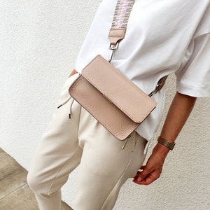 Bolso funda para teléfono móvil cartera 2 en 1 bandolera de piel auténtica con correa de piel