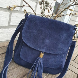 Bag Velour Shoulder Bag Shoulder Bag Handbag Velour Bag Crossbody Bag Navy Blau