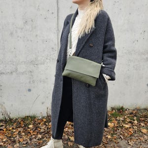 Tasche Leder Nappaleder Umhängetasche Crossbody Bag Tasche mit schmalen LEDERGURT Clutch