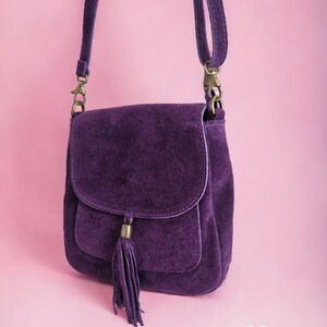 Bag Velour Shoulder Bag Shoulder Bag Handbag Velour Bag Crossbody Bag Violett