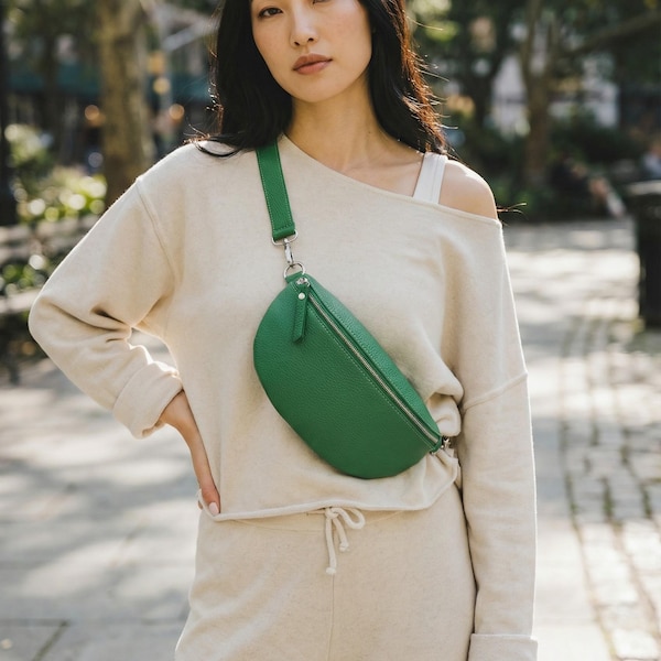 Leather fanny pack, shoulder bag, crossbody bag, belt bag with leather strap