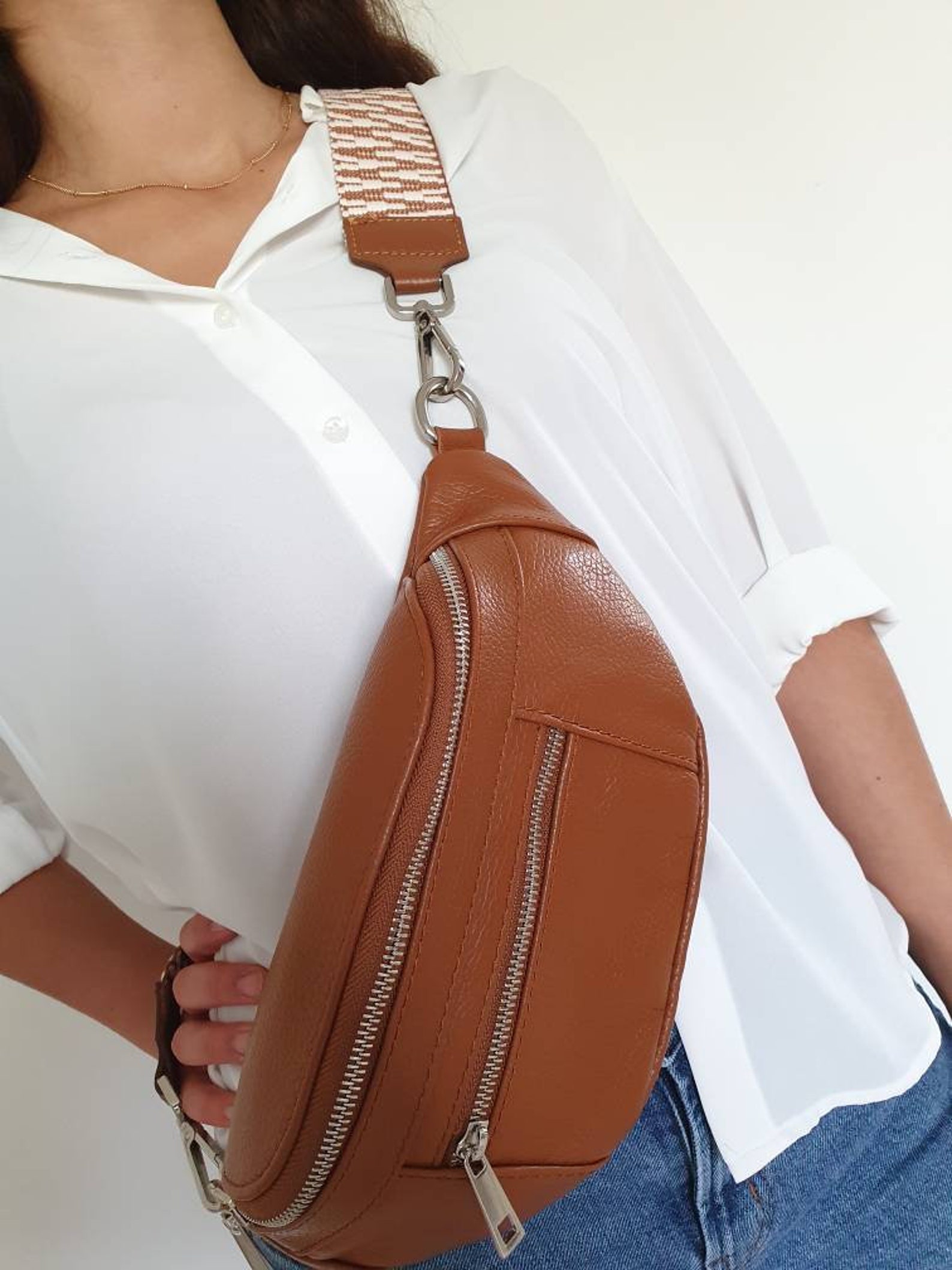 Belly bag leather nappa leather shoulder bag crossbody bag Etsy