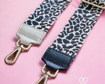 Bag strap, bag strap, wide strap, shoulder strap, fabric strap, bag strap, retro leopard print interchangeable strap