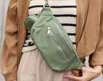 Bum bag leather shoulder bag crossbody bag belt bag with LEATHER STRAP with Coin Bag
