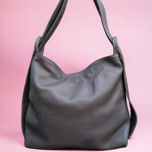 Backpack leather XL shoulder bag 2 in 1 crossbody bag handbag shopper Anthrazit