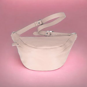 Belly bag XL crossbody premium leather nappa leather shoulder bag belt bag with LEATHER BELT Pink