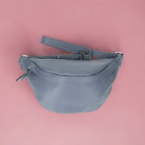 Belly bag XL crossbody premium leather nappa leather shoulder bag belt bag with LEATHER BELT Jeans-Blau
