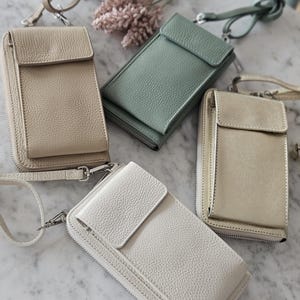 Cell Phone Case Wallet 2 in 1 Shoulder Bag Leather Bag with LEATHER STRAP Crossbody Bag