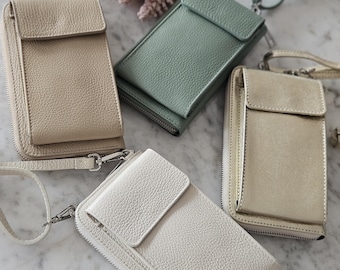 Cell Phone Case Wallet 2 in 1 Shoulder Bag Leather Bag with LEATHER STRAP Crossbody Bag