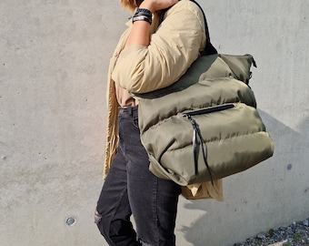 Tasche Nylon XL Bag Vegan Shopper Crossbody Bag Umhängetasche Schultertasche Handtasche Henkel